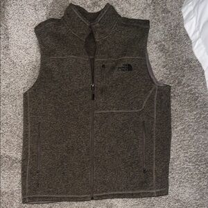 The North Face Brown Fleece Vest with Stand-Up Collar